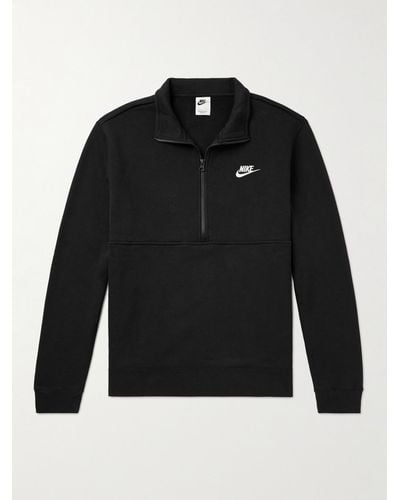 Nike Sportswear Club Pullover mit angerautem Material und Halbreißverschluss - Schwarz