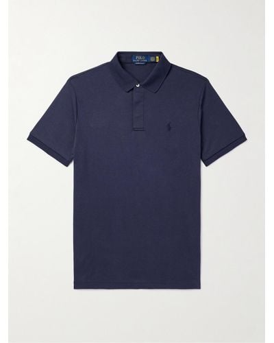 Polo Ralph Lauren Logo-embroidered Cotton Polo Shirt - Blue