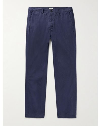 Hartford Pantaloni slim-fit a gamba dritta in twill di cotone Tyron - Blu