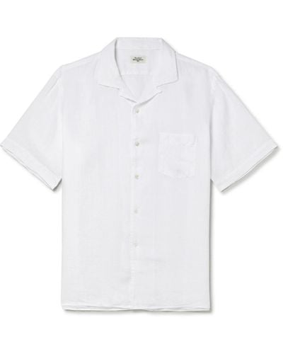 Hartford Palm Mc Pat Convertible-collar Linen Shirt - White