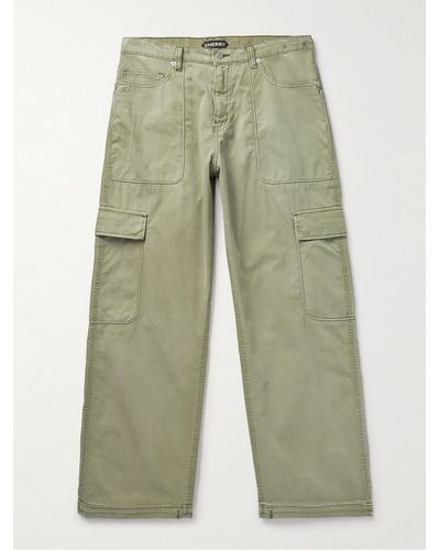 CHERRY LA Wide-leg Cotton-twill Cargo Pants - Green