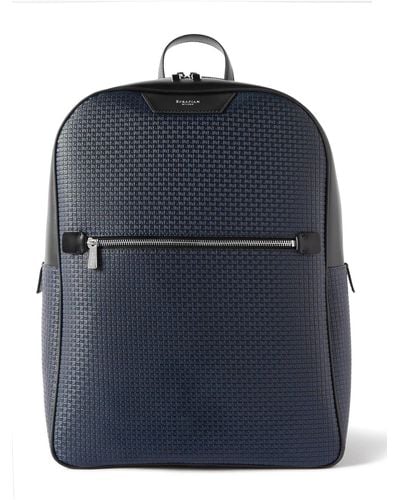 Serapian Mesh-trimmed Leather And Stepan Backpack - Blue