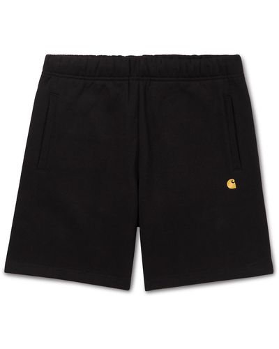 Carhartt Chase Straight-leg Logo-embroidered Cotton-blend Jersey Shorts - Black