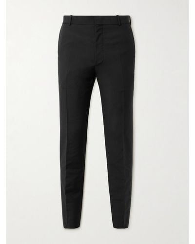 Alexander McQueen Slim-fit Pleated Wool And Mohair-blend Suit Pants - Black