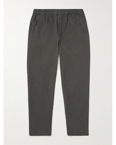 Folk Assembly Slim-fit Straight-leg Cotton-canvas Trousers - Grey