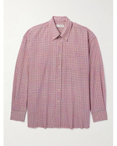 Our Legacy Borrowed kariertes Hemd aus Webstoff mit Button-Down-Kragen - Pink