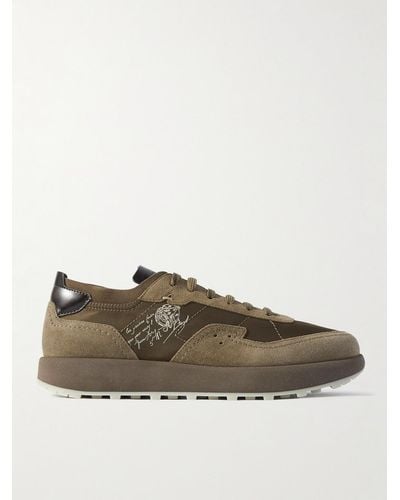 Berluti Light Track Venezia Leather-trimmed Nylon And Suede Sneakers - Brown