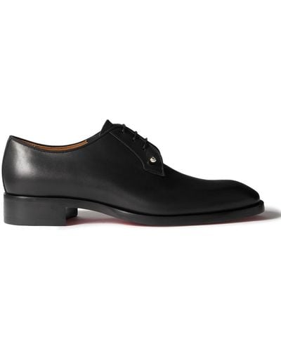 Christian Louboutin Chambeliss Grosgrain-trimmed Embellished Leather Derby Shoes - Black