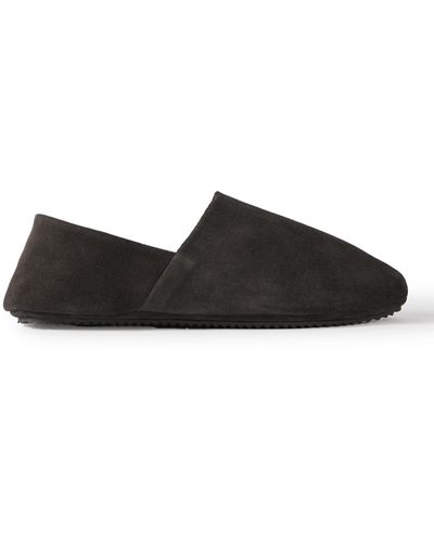 MR P. Babouche Shearling-lined Suede Slippers - Black