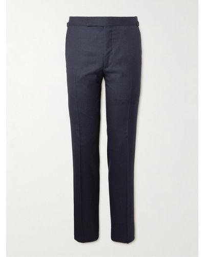 Tom Ford Shelton Straight-leg Prince Of Wales Checked Wool Trousers - Blue