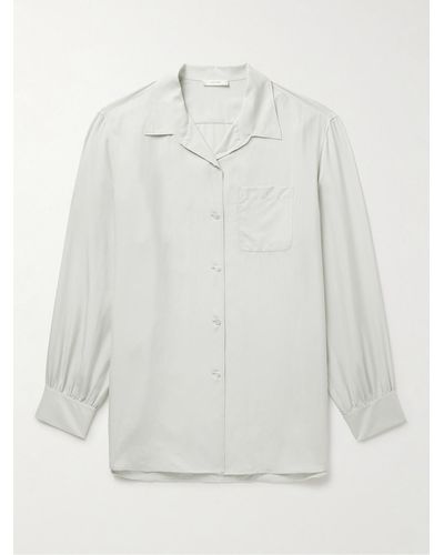 The Row Camicia in seta con colletto aperto Kiton - Bianco