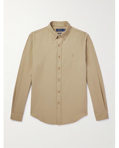 Polo Ralph Lauren Camicia in cotone dobby con collo button-down e logo ricamato - Neutro