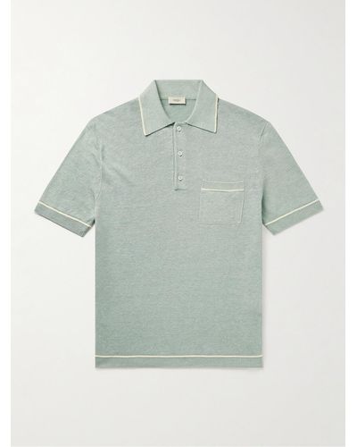 Agnona Slim-fit Linen Polo Shirt - Green