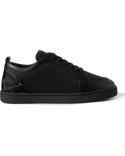Christian Louboutin Suede-trimmed Leather And Mesh Sneakers - Black