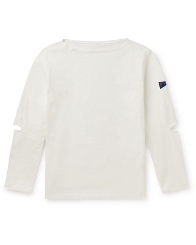 Kapital Logo-appliquéd Cut-out Printed Cotton-jersey T-shirt - White