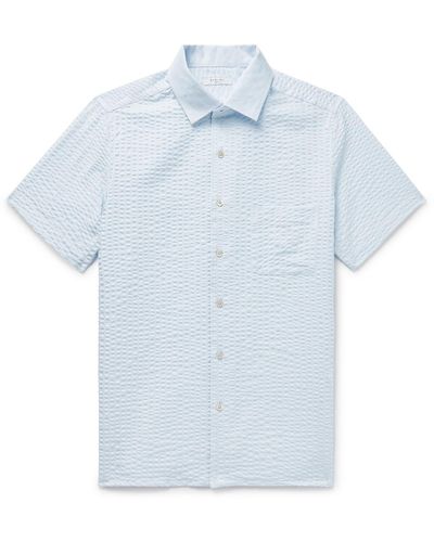 Boglioli Pinstriped Cotton-seersucker Shirt - Blue