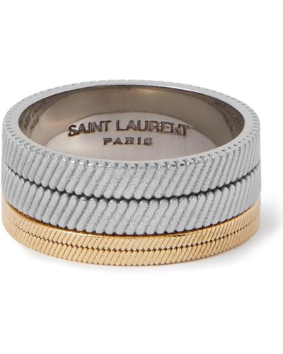 Saint Laurent Tandem Silver- And Gold-tone Ring - Gray