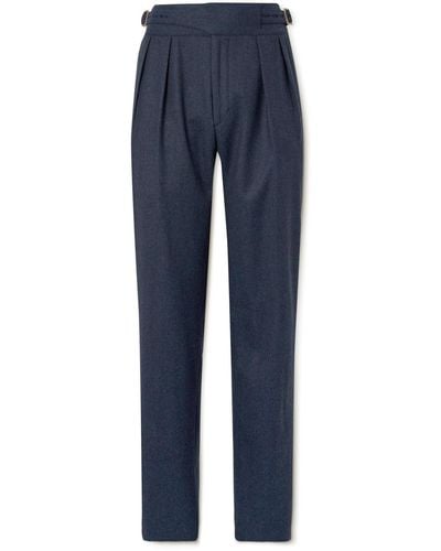 Rubinacci Straight-leg Pleated Wool-flannel Suit Pants - Blue
