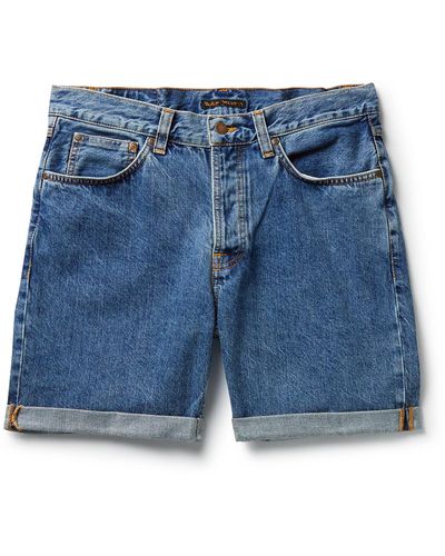 Nudie Jeans Josh Straight-leg Organic Denim Shorts - Blue