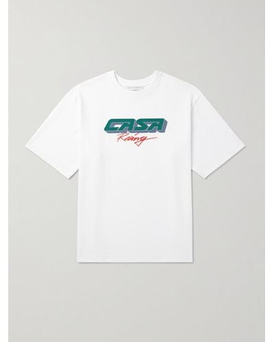 Casablancabrand Casa Racing Brand-print Organic Cotton-jersey T-shirt - White