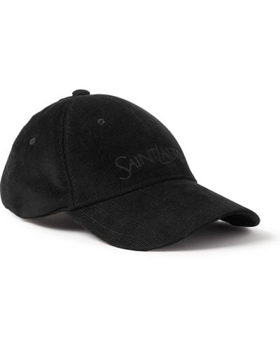Saint Laurent Logo-embroidered Cotton-cordurory Baseball Cap - Black