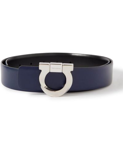 Ferragamo 3.5cm Gancini Reversible Leather Belt - Blue