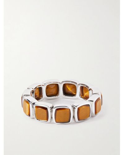 Tom Wood Cushion Ban Tiger Eye And Silver Ring - Metallic