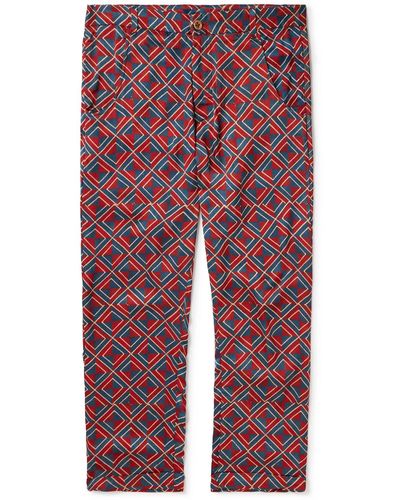 SMR Days Carbo Straight-leg Printed Cotton And Modal-blend Twill Pants - Red