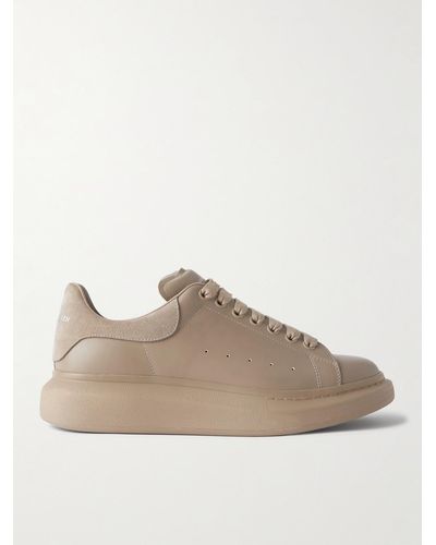 Alexander McQueen Exaggerated-Sole Suede-trimmed Leather Trainers - Natural