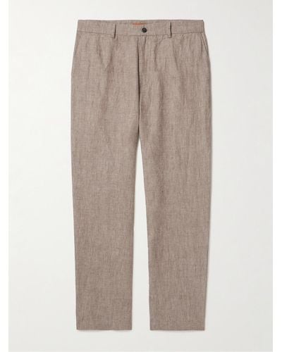 Barena Canasta Tapered Linen Trousers - Natural