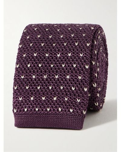 Richard James 6cm Embroidered Knitted Silk Tie - Purple