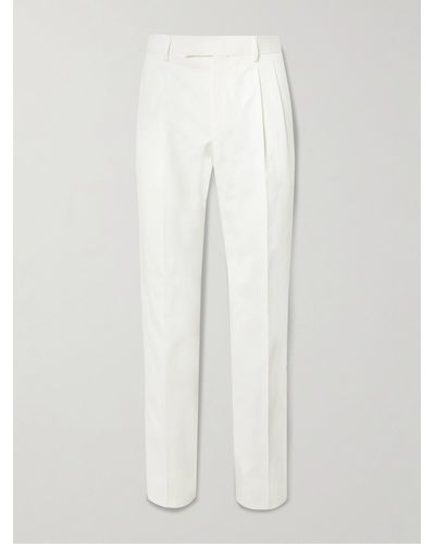 Kingsman Slim-fit Tapered Cotton And Linen-blend Pants - White