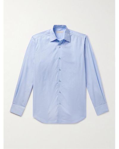 Saman Amel Hemd aus Baumwollpopeline - Blau