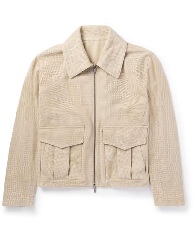 STÒFFA Perforated Suede Flight Jacket - Natural