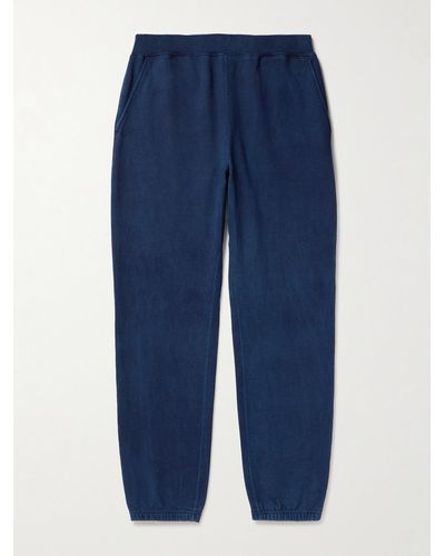 Blue Blue Japan Tapered Indigo-dyed Cotton-jersey Sweatpants - Blue