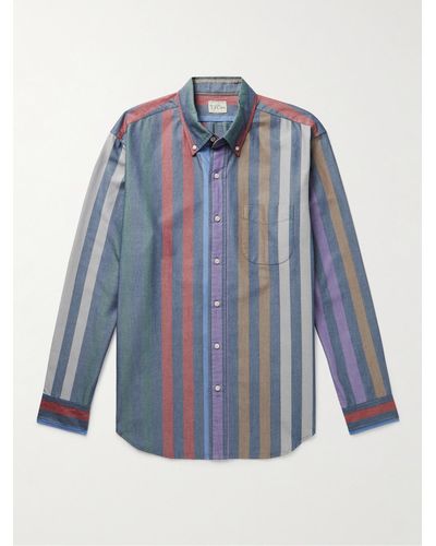 J.Crew Button-down Collar Striped Cotton Oxford Shirt - Blue