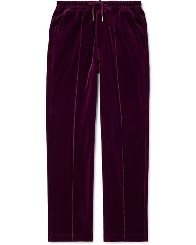 Tom Ford Straight-leg Cotton-blend Velour Track Pants - Purple