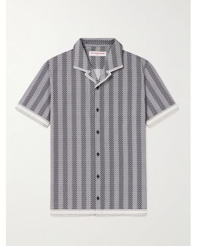 Orlebar Brown Hibbert Rills Camp-collar Printed Cotton Shirt - Grey