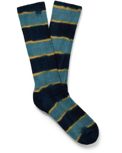 Anonymous Ism Old Surf Stripes Cotton-blend Terry Socks - Blue