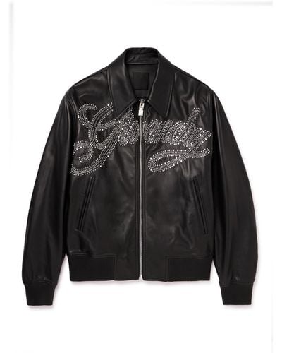 Givenchy Logo-embellished Studded Leather Jacket - Black