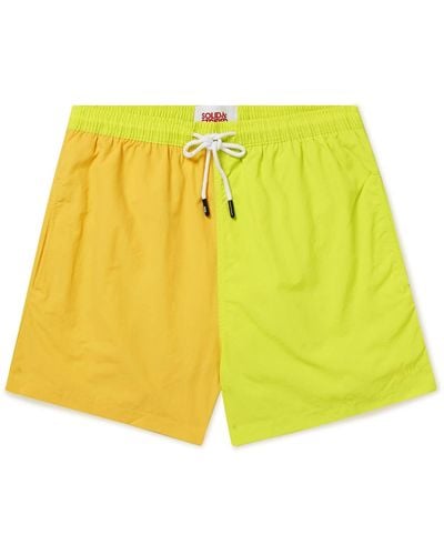 Solid & Striped The Classic Straight-leg Mid-length Colour-block Swim Shorts - Yellow