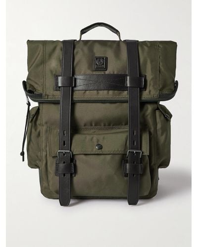 Belstaff Covert Leather-trimmed Nylon-canvas Backpack - Green