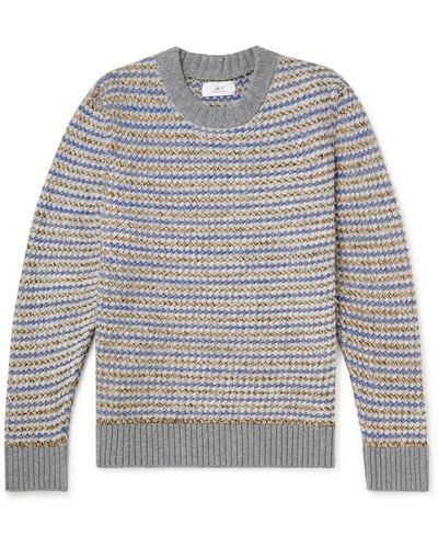 MR P. Striped Merino Wool Jacquard Sweater - Gray