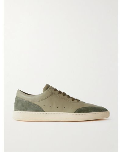Officine Creative Kris Lux Aero Suede-panelled Leather Trainers - Green