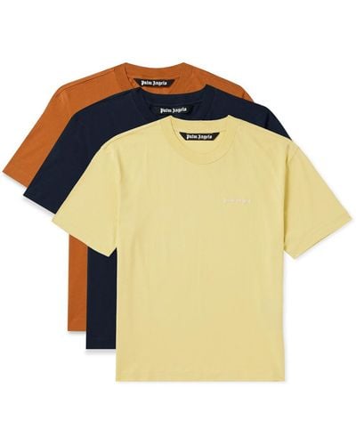 Palm Angels Three-pack Logo-embroidered Cotton-jersey T-shirts - Yellow