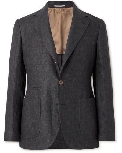 Brunello Cucinelli Linen Suit Jacket - Black