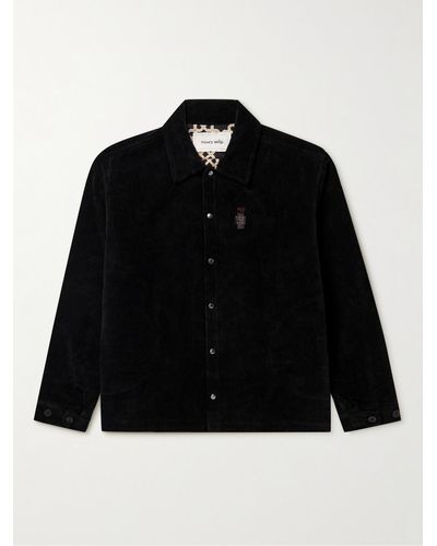 STORY mfg. Worf Logo-embroidered Organic Cotton-velvet Shirt Jacket - Black