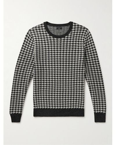 Club Monaco Houndstooth Jacquard-knit Wool Sweater - Black