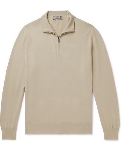 Canali Cotton Half-zip Sweater - White