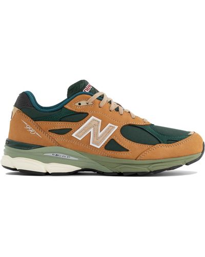 New Balance 990v3 Leather-trimmed Mesh And Suede Sneakers - Brown